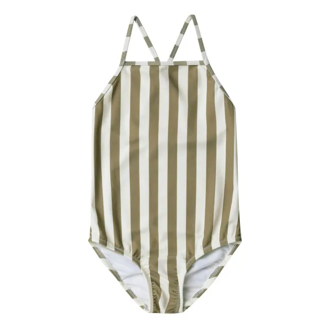 Striped Swimsuit | Dark khaki