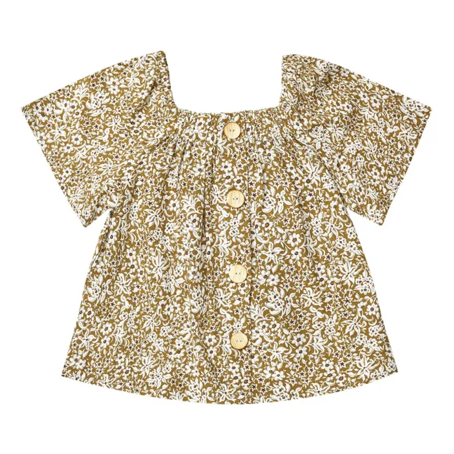 Blouse Leah en Lin Imprimé Fleuri | Ocre