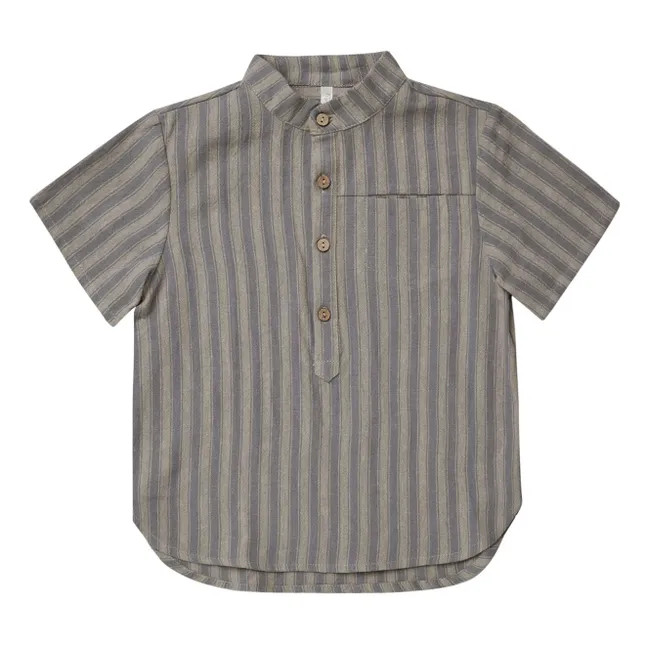 Chemise en Lin Rayée | Gris foncé
