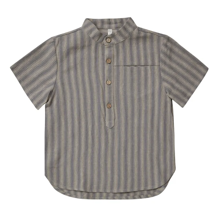 Striped Linen Shirt | Dark grey- Product image n°0