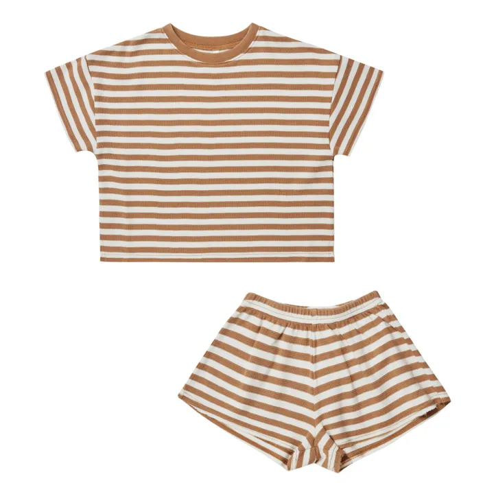 Striped T-Shirt + Shorts | Camel- Product image n°0