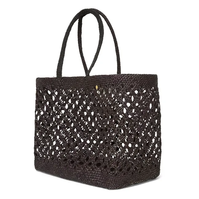 Syros Iraca Medium Basket Bag | Black