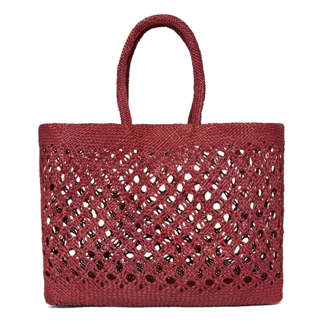 Syros Iraca Medium Basket Bag | Burgundy