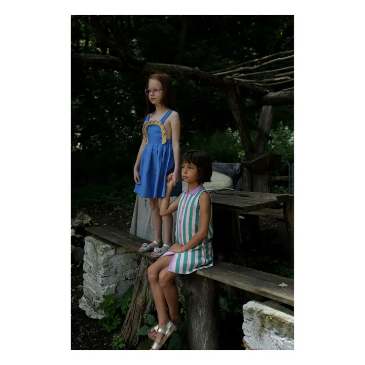 Vestido delantal de lino Angela | Azul- Imagen del producto n°4