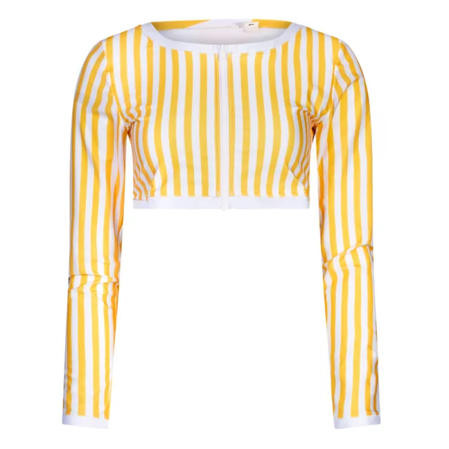 Croptop UV-Schutz Recyceltes Material geometrisch - Damenkollektion | Gelb