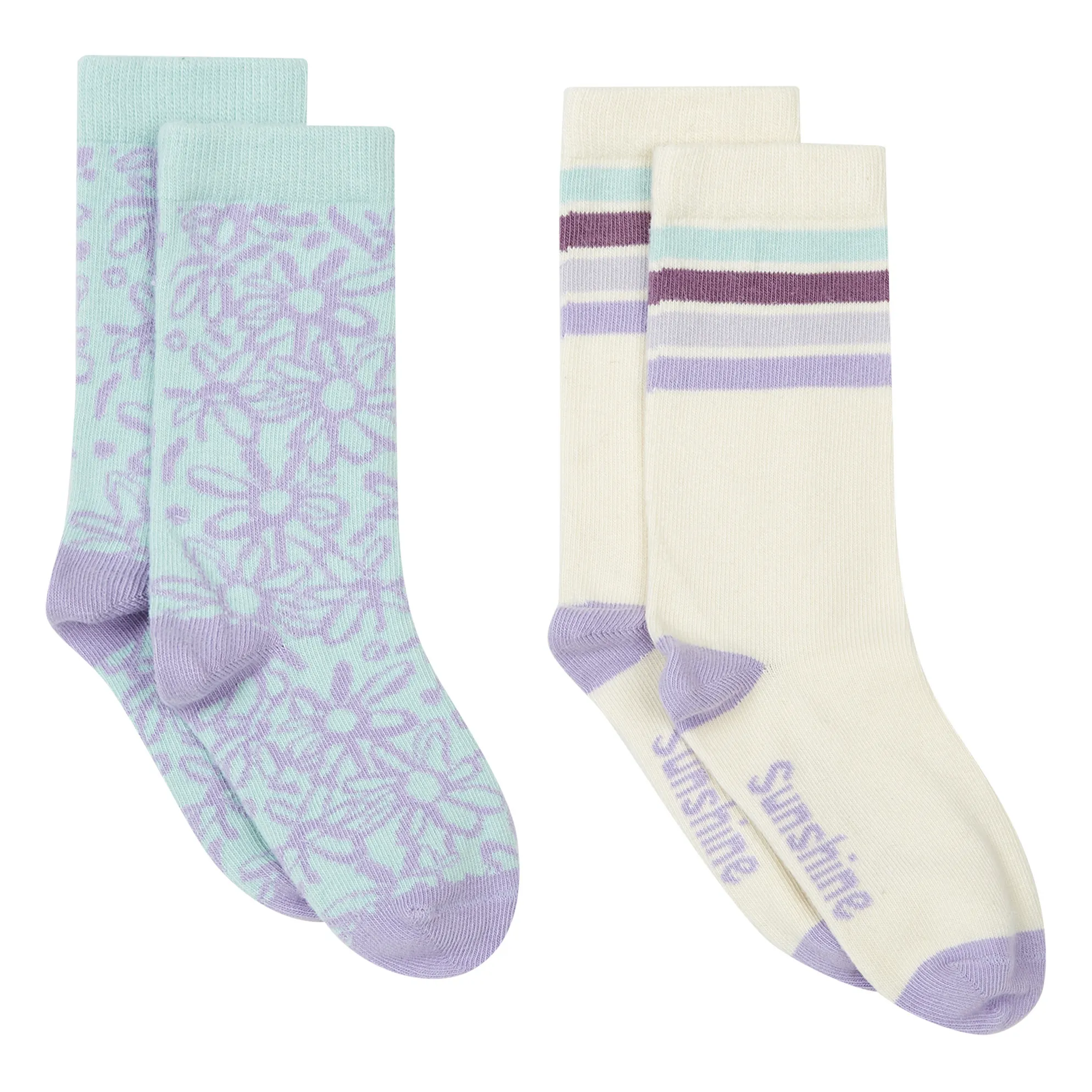 Hundred Pieces Off White Flower Sunshine Socks - Set Of 2 Pairs