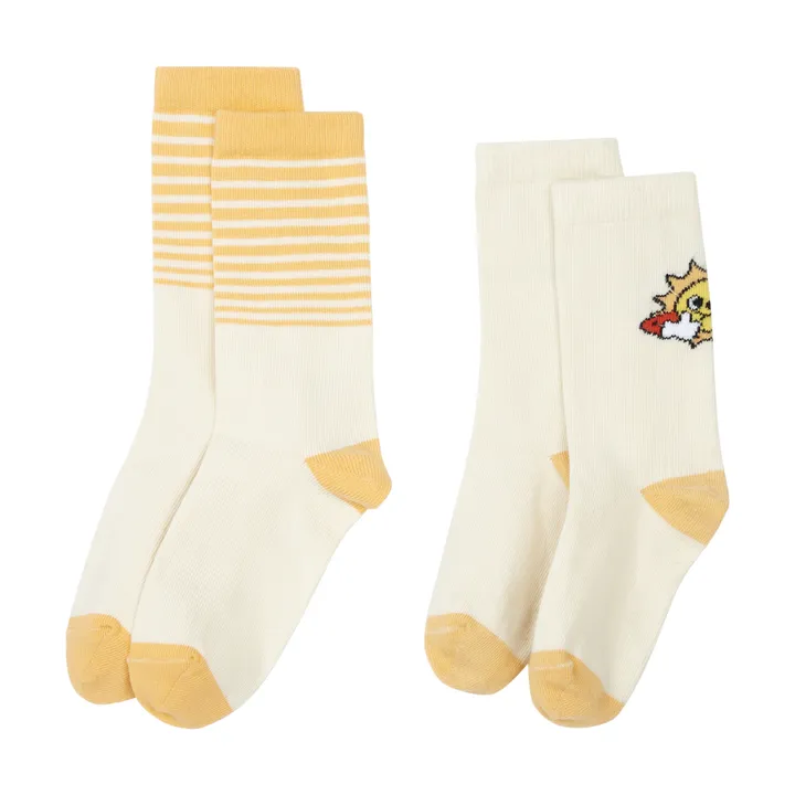 Pack 2 Chaussettes Stripes Sun | Blanc cassé- Image produit n°1