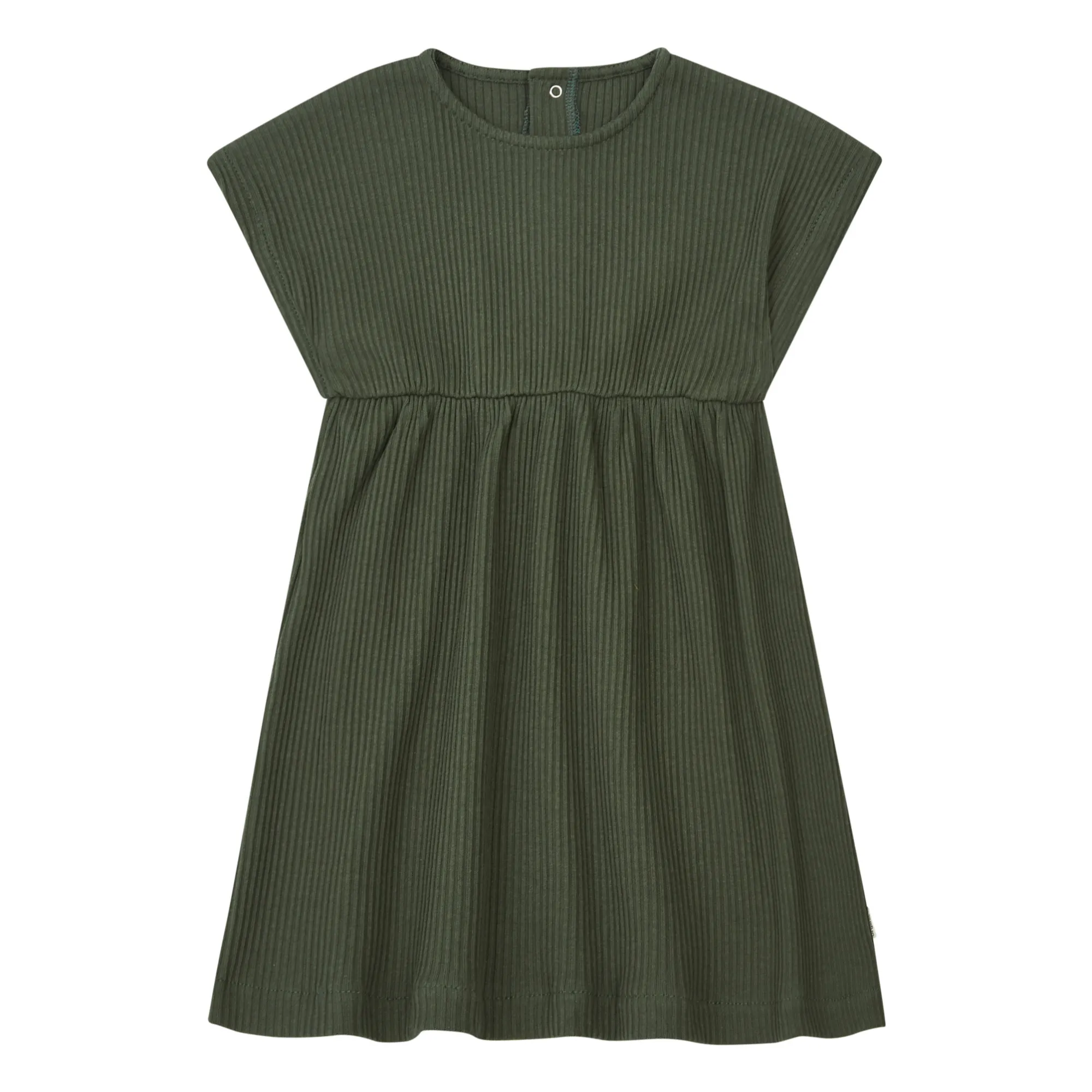 Poudre Organic Dark Green Dahlia Ribbed Dress