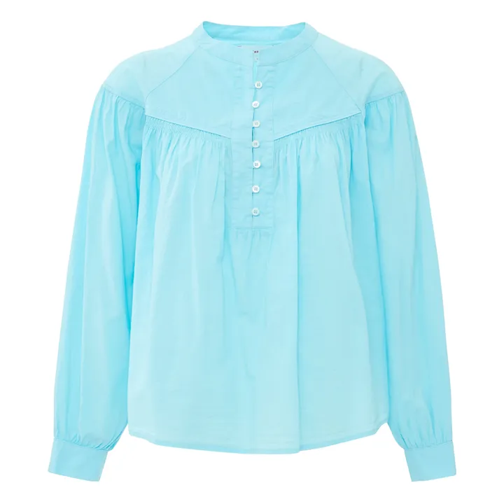 Blusa de popelina de algodón Delilah | Azul Mar- Imagen del producto n°0