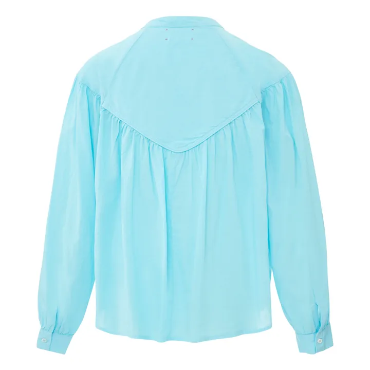Blusa de popelina de algodón Delilah | Azul Mar- Imagen del producto n°4