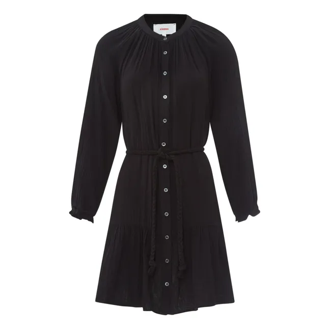Rainey Vestido de gasa de algodón | Negro
