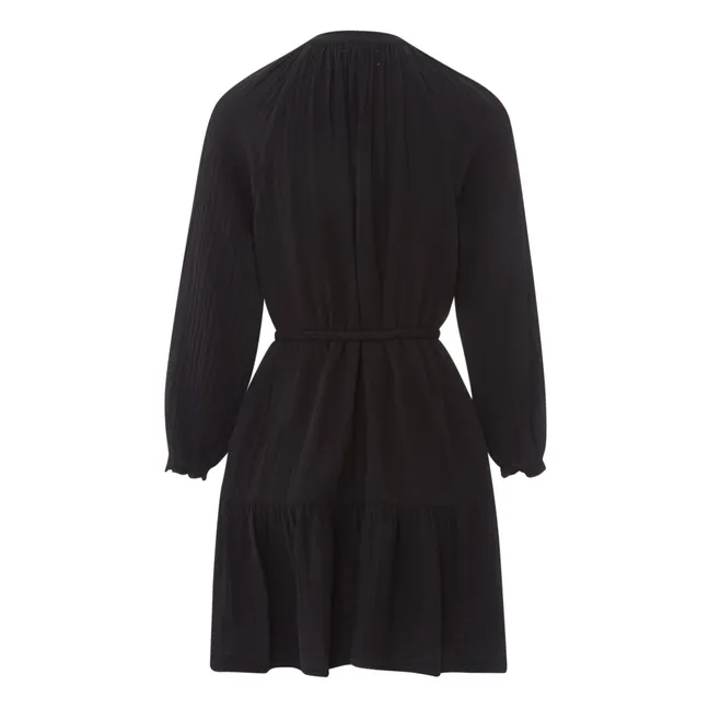 Rainey Vestido de gasa de algodón | Negro