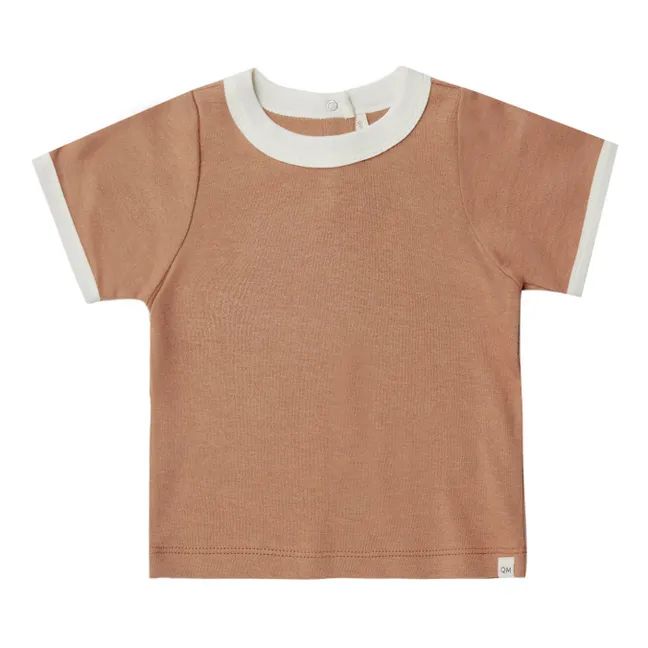 T-Shirt Coton Bio Bicolore | Marron