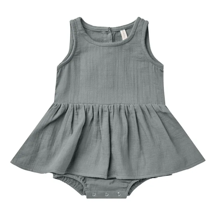 Organic Cotton Bodysuit Dress | Grey blue- Product image n°0
