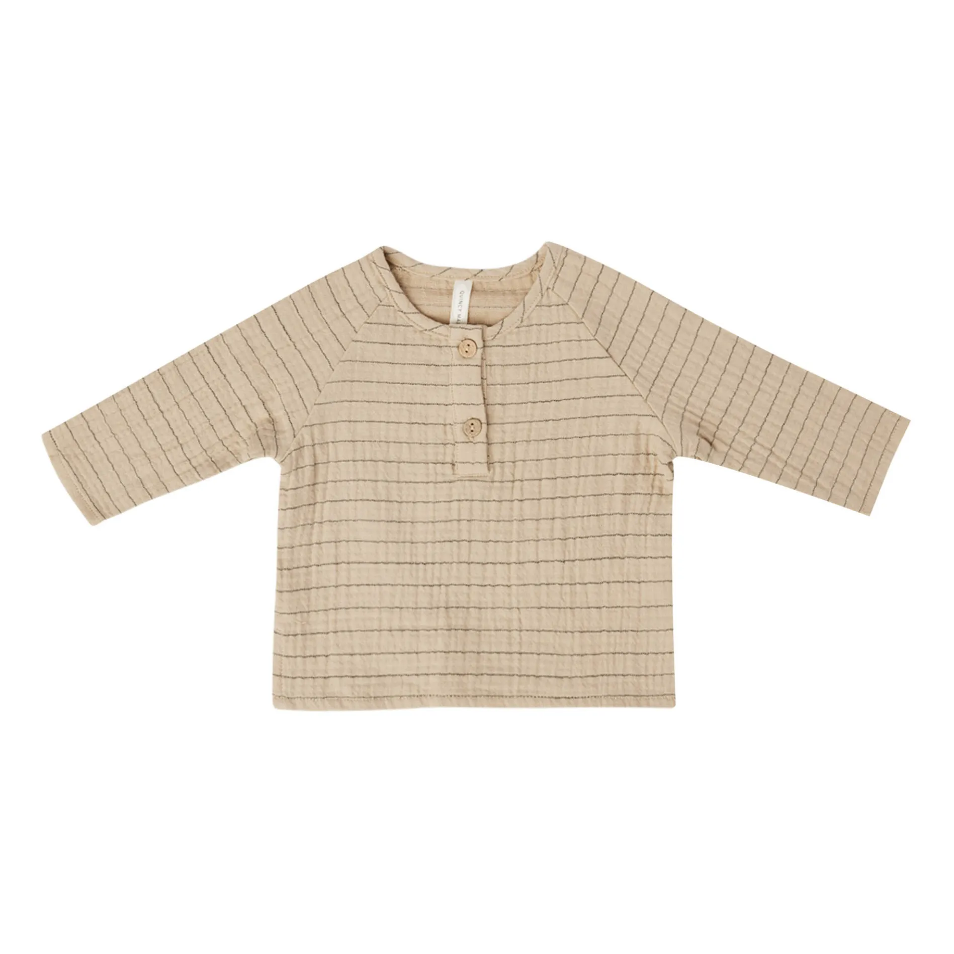 Quincy Mae Beige Zion Organic Cotton Striped T-Shirt