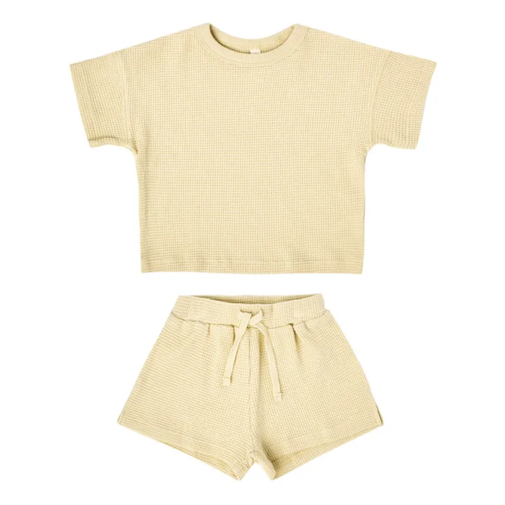 T-Shirt + Shorts Bio-Baumwolle | Blasses Gelb- Produktbild Nr. 0