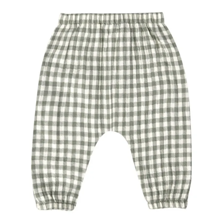 Organic Cotton Gingham Trousers | Verdigris- Product image n°0