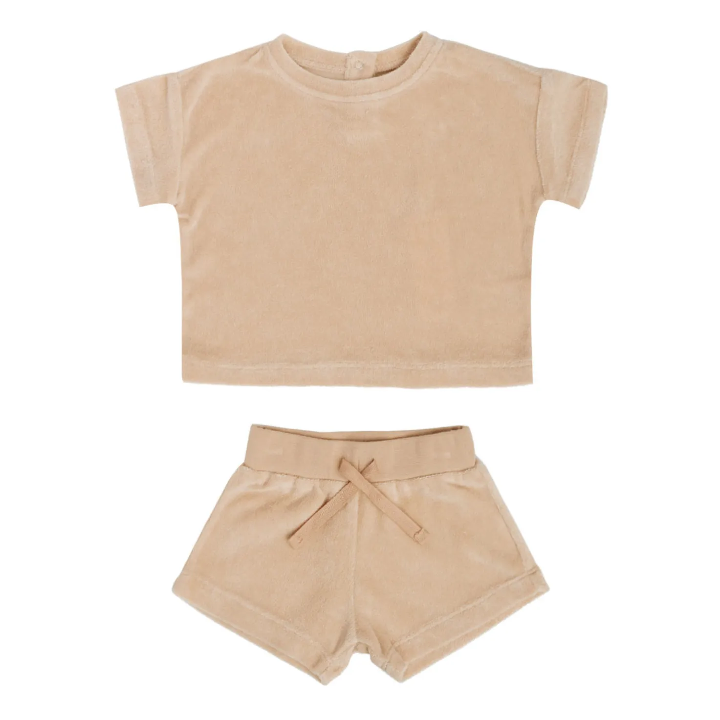 Quincy Mae Dusty Pink Organic Cotton Terry T-Shirt + Shorts