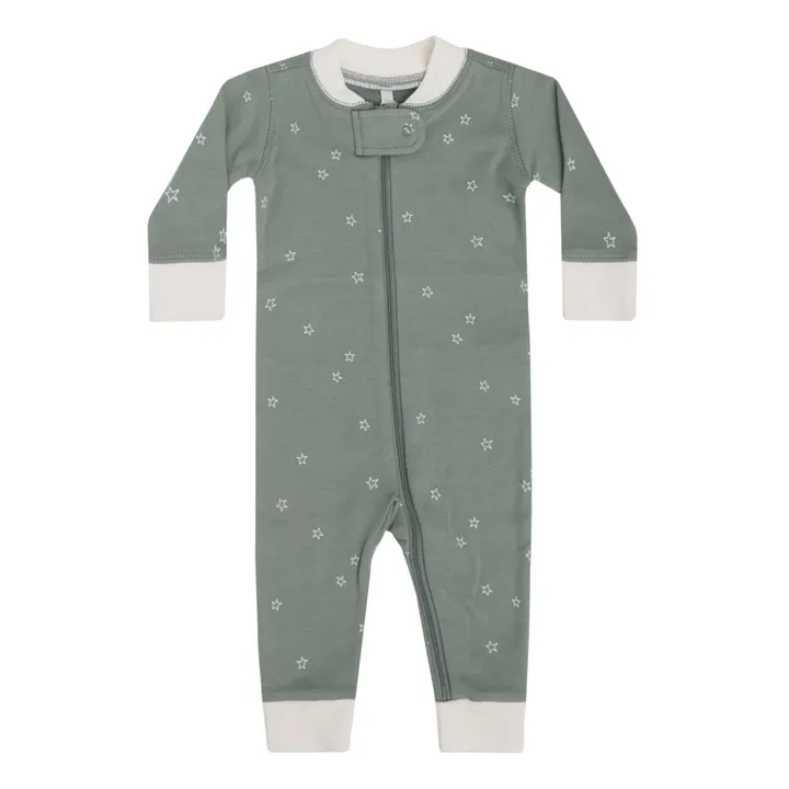 Pijama sin pies de estrellas de algodón ecológico | Verde Gris- Imagen del producto n°0