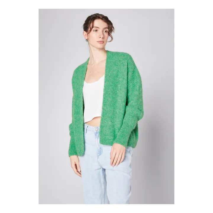 Cardigan con collo a scialle, modello: East Alpaga | Verde- Immagine del prodotto n°2
