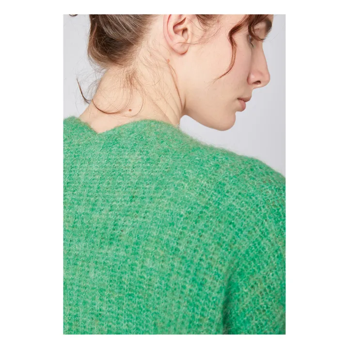 Cardigan con collo a scialle, modello: East Alpaga | Verde- Immagine del prodotto n°4