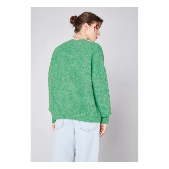 Cardigan con collo a scialle, modello: East Alpaga | Verde- Immagine del prodotto n°5