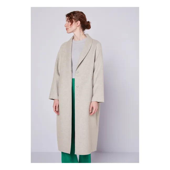 Abrigo largo de lana Dadoulove | Gris jaspeado claro