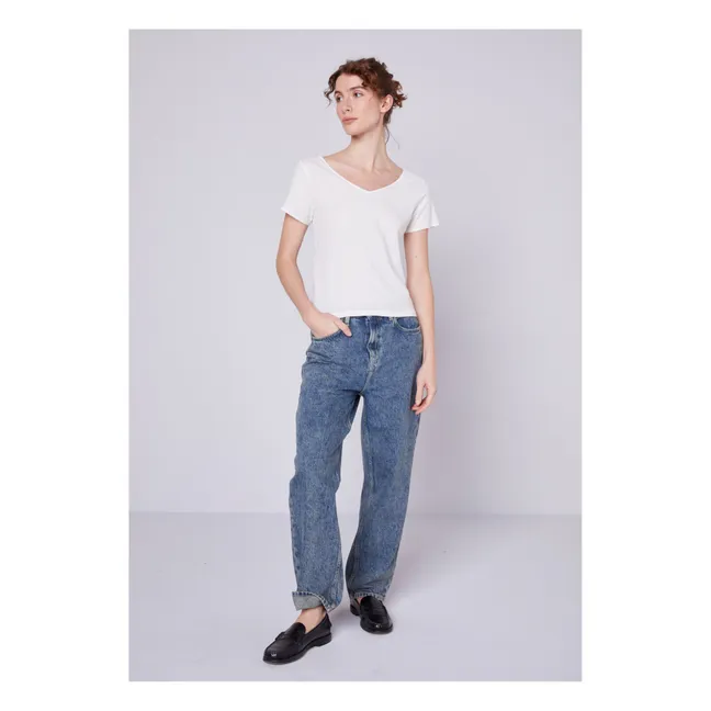 T-shirt Col V Aksun | Blanc