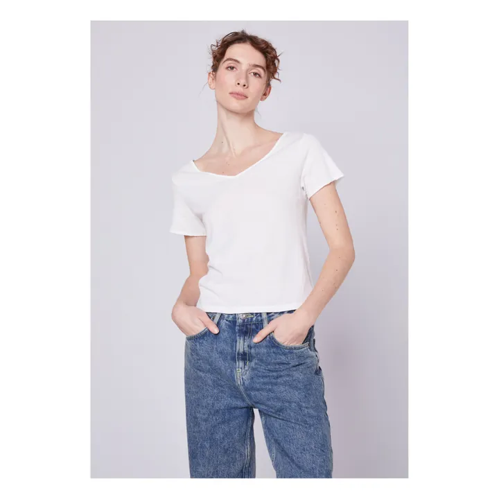 T-shirt Col V Aksun | Blanc- Image produit n°2