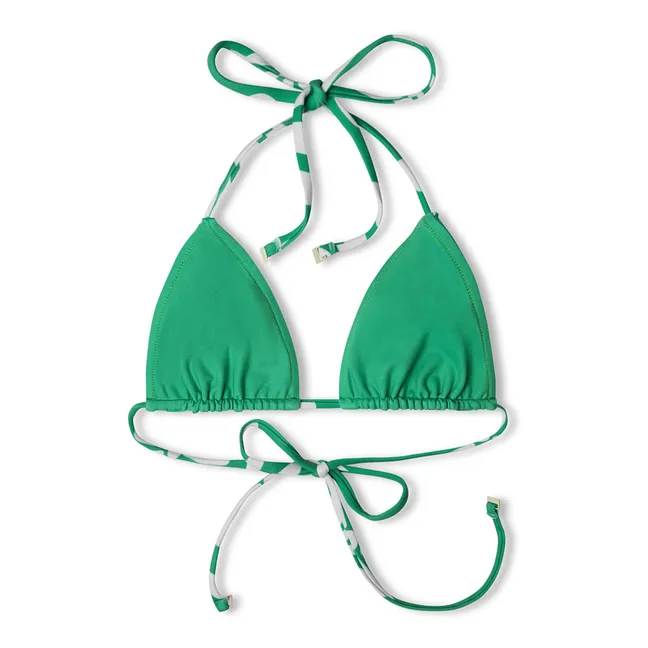 Reversible Floral Bikini Top | Green