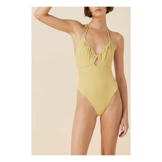 Maillot 1 Pièce Citrus Côtelé | Jaune