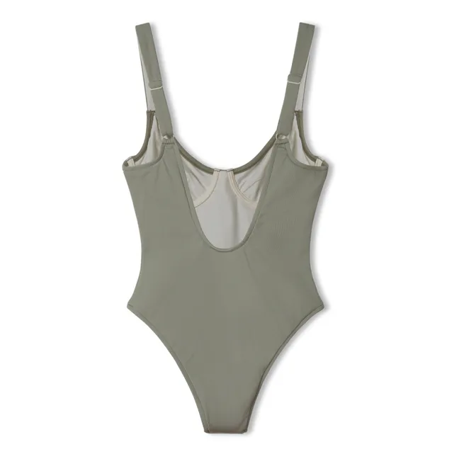 Maillot 1 Pièce Moss Côtelé | Gris vert
