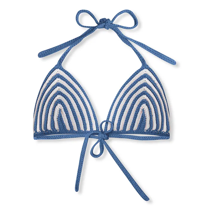 Slip bikini crochet a righe | Blu- Immagine del prodotto n°0