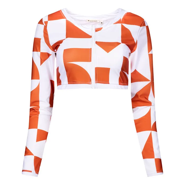 Croptop UV-Schutz Recyceltes Material geometrisch - Damenkollektion | Terracotta