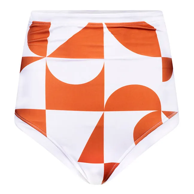 Bikinihose aus recyceltem Material geometrisch - Damenkollektion | Terracotta