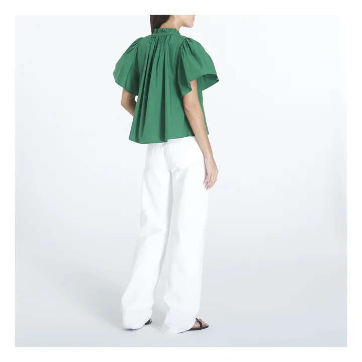 Blouse Seville Popeline de Coton | Vert- Image produit n°2