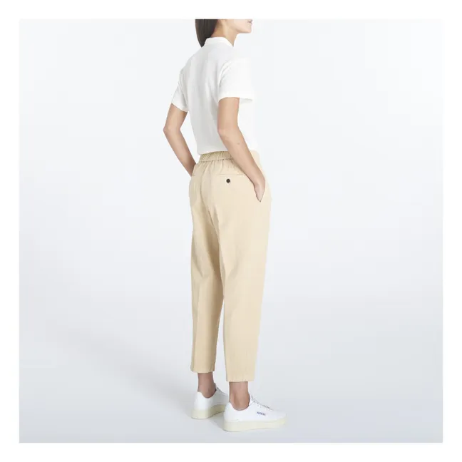 Pantalones elásticos de algodón y lino Carotte | Beige