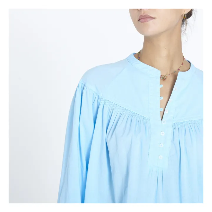 Blusa de popelina de algodón Delilah | Azul Mar- Imagen del producto n°3
