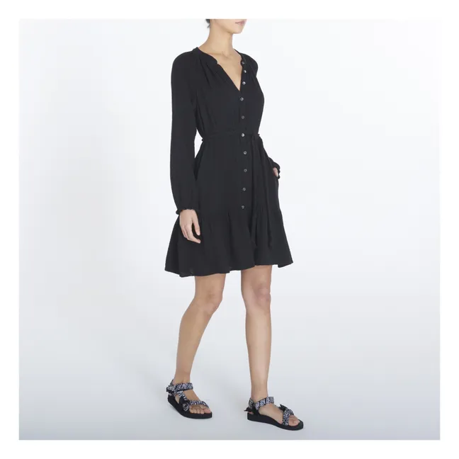 Rainey Vestido de gasa de algodón | Negro