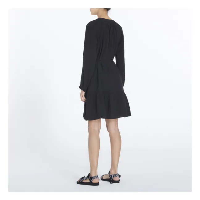 Rainey Vestido de gasa de algodón | Negro