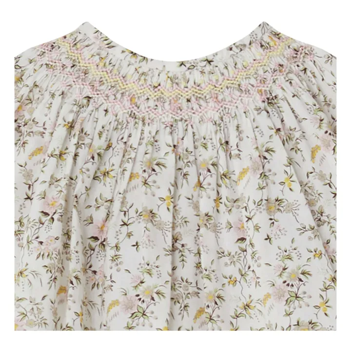 Exclusive Griotte Liberty Print Smocked Blouse | Ecru- Product image n°1