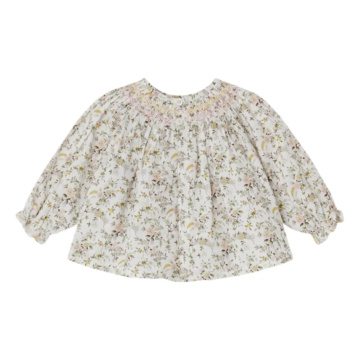 Exclusive Griotte Liberty Print Smocked Blouse | Ecru- Product image n°2