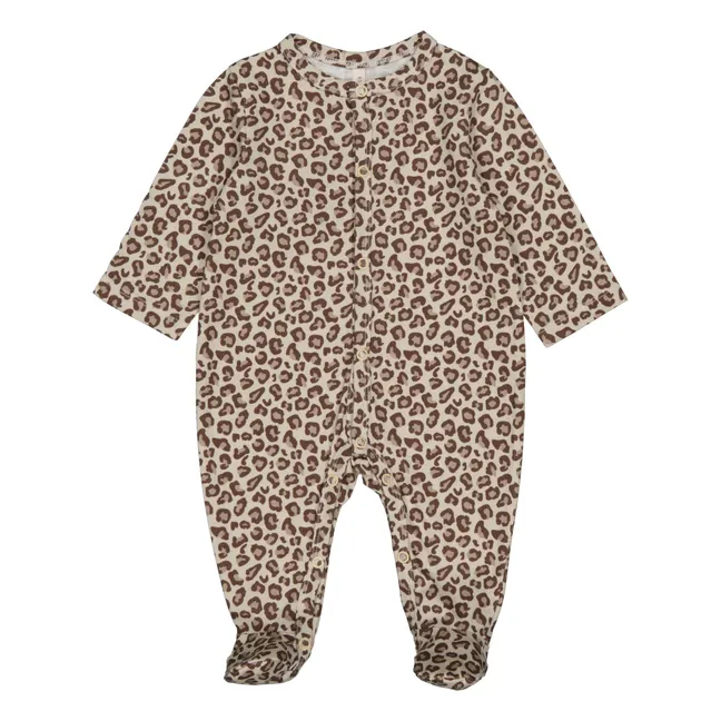 Pijama Amalia Leopard con pies | Marrón