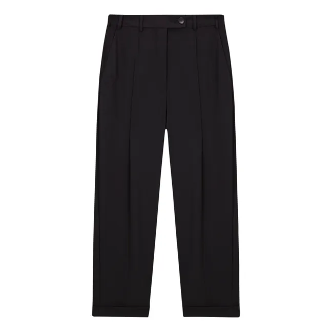 Woollen Masculine Tailored Trousers | Black