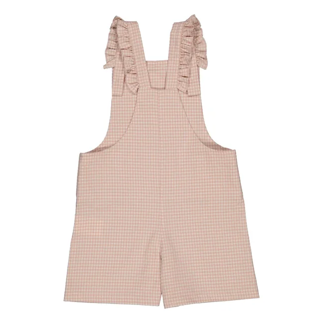 Nathalie Checked Dungarees with Recycled Materials | Pale pink