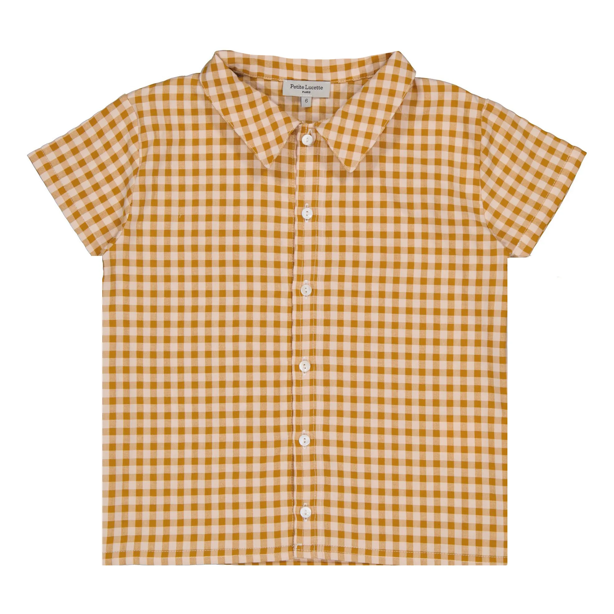 Petite Lucette Camel Manu Checked Shirt With Recycled Materials