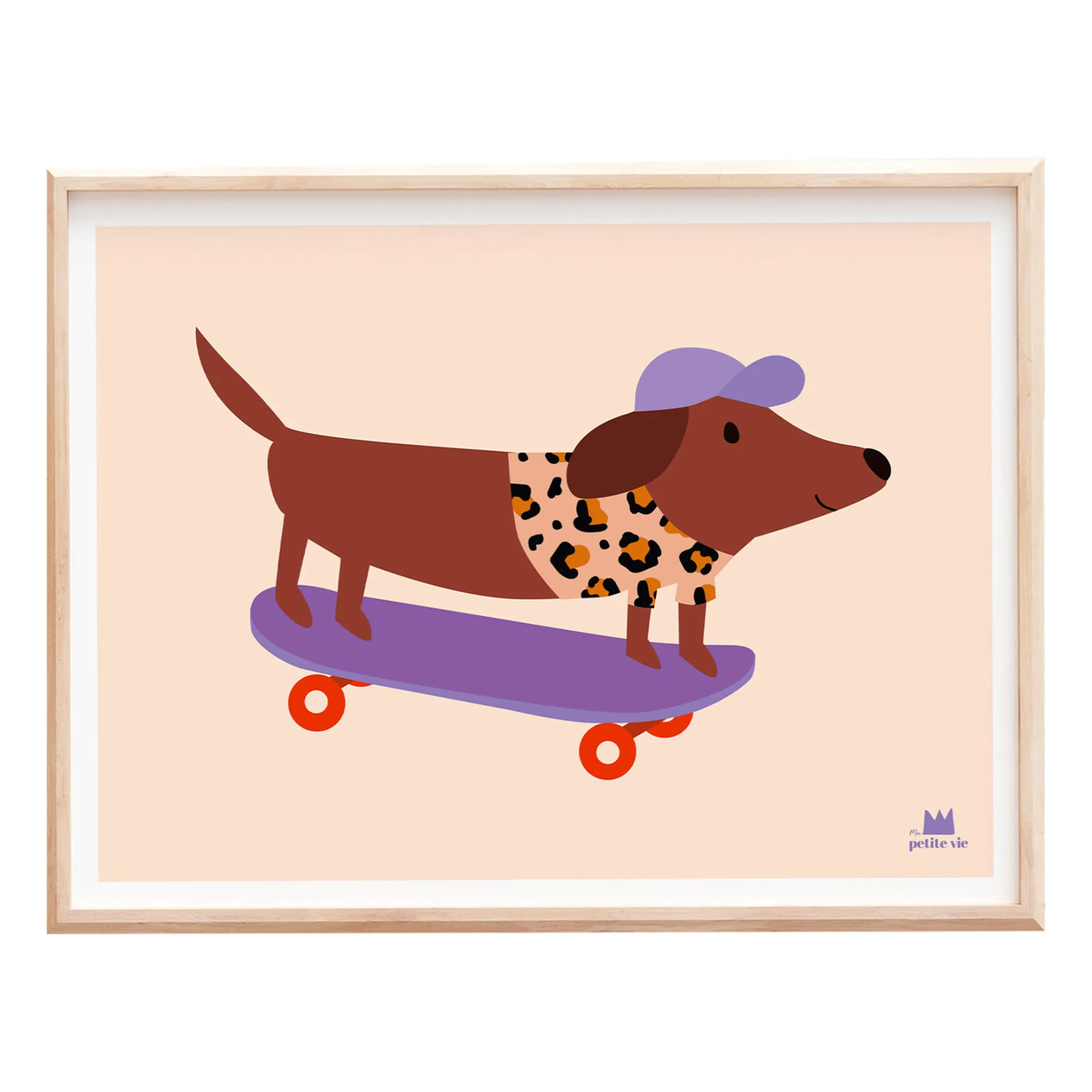Ma Petite Vie Multicoloured Skating Dog Poster