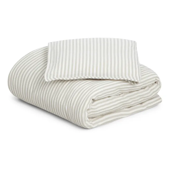 Juego de cama de algodón orgánico Stripe Anjou | Gris Claro- Imagen del producto n°4