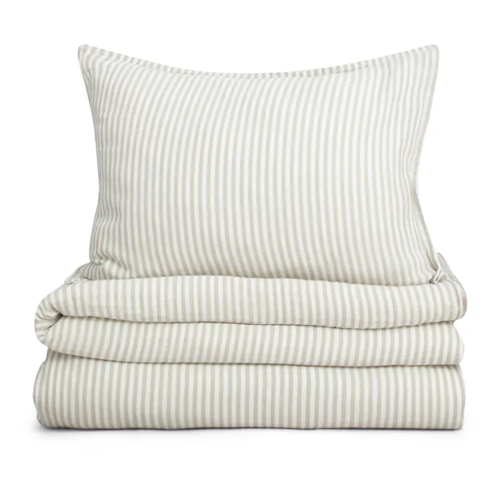 Juego de cama de algodón orgánico Stripe Anjou | Gris Claro- Imagen del producto n°0