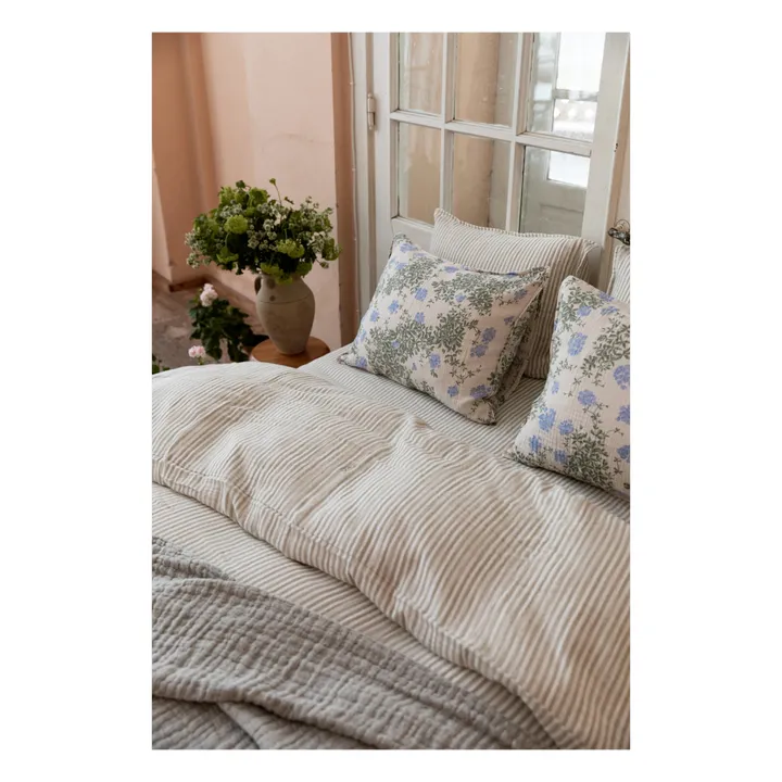 Juego de cama de algodón orgánico Stripe Anjou | Gris Claro- Imagen del producto n°5